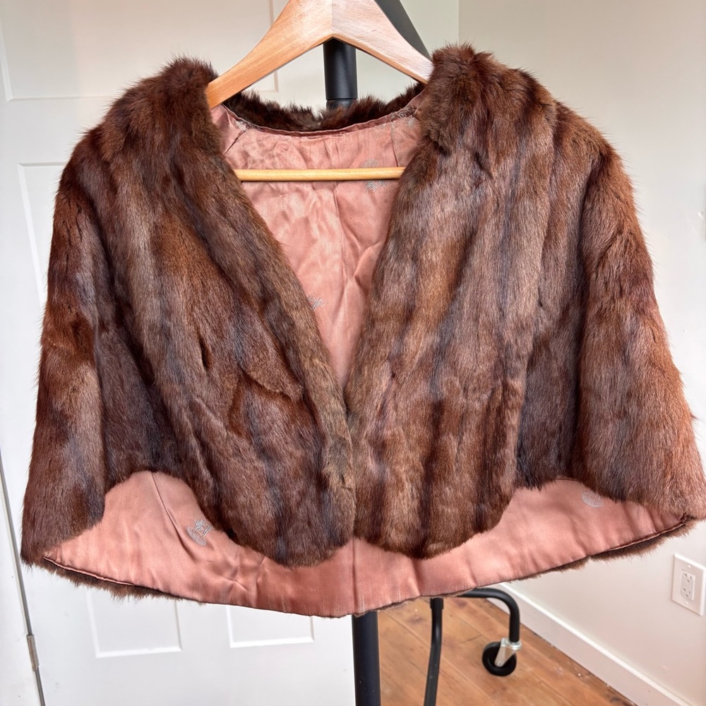 Vintage Mink Fur Stole Wedding Bridesmaids Cape